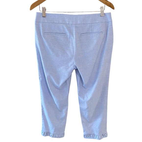 NWT Loft Blue Ruffle Hem Cropped Ankle Pants Size 6P Petite - Picture 8 of 12